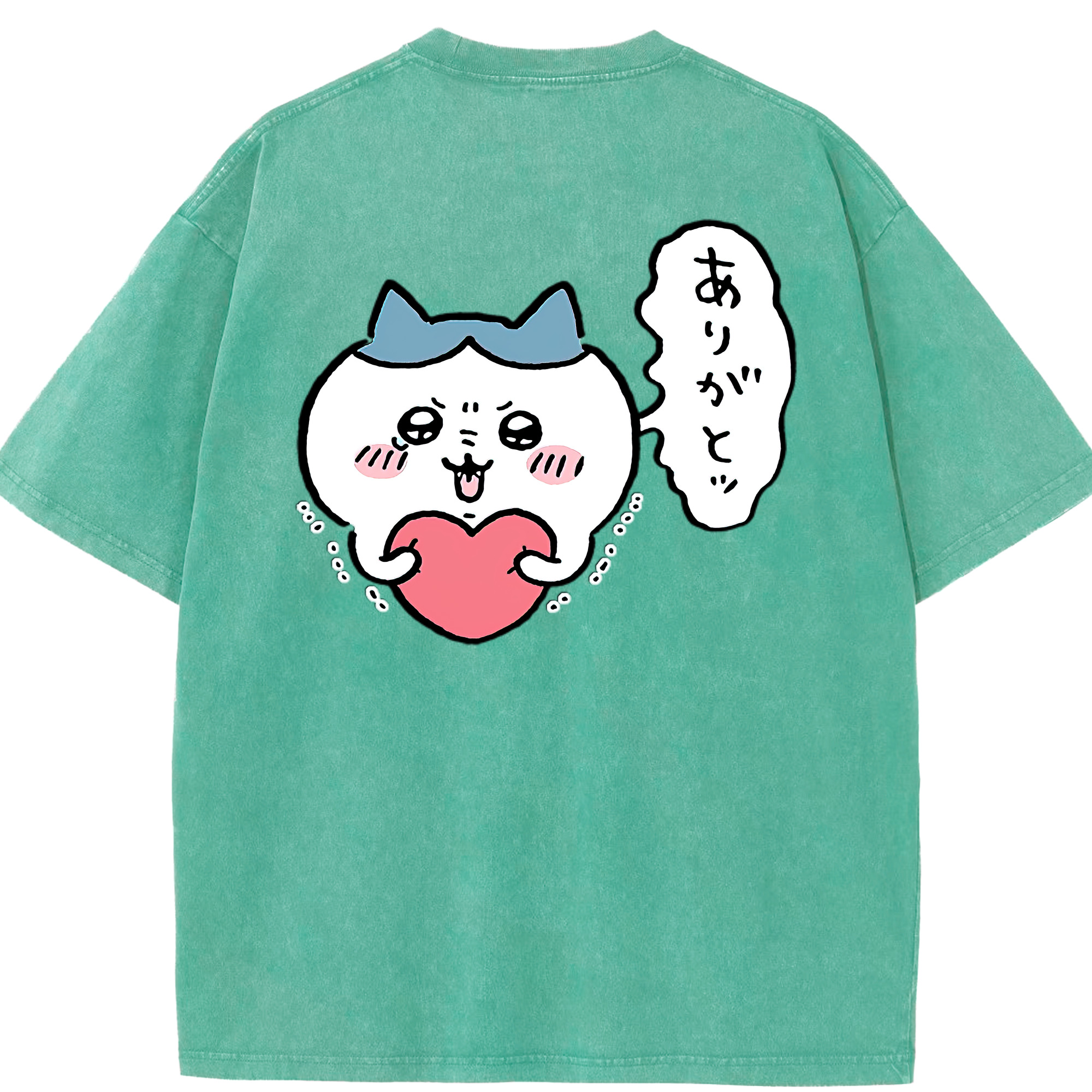 （画像用） ちいかわ ハチワレ Chii-kawa hachiware 綿100% ヴィンテージ風 半袖Tシャツ（背面プリント）